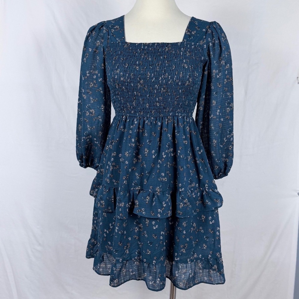 NWT Walking on Sunshine Tiered Floral Mini Dress XL Floral Cottagecore Spring